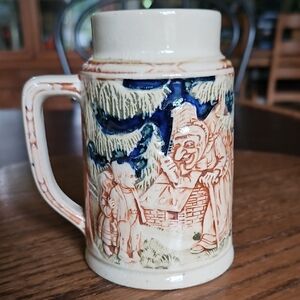 German Stein Hansel & Gretel Fairy Tale Resting Child w Deer Children's Mug